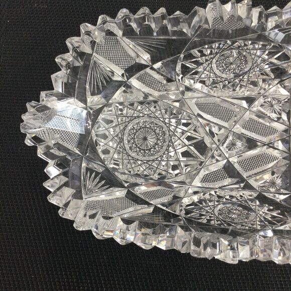 Sawtooth Cut Crystal 10.5” (approximate.) Long Celery Serving Dish. - Picture 4 of 11